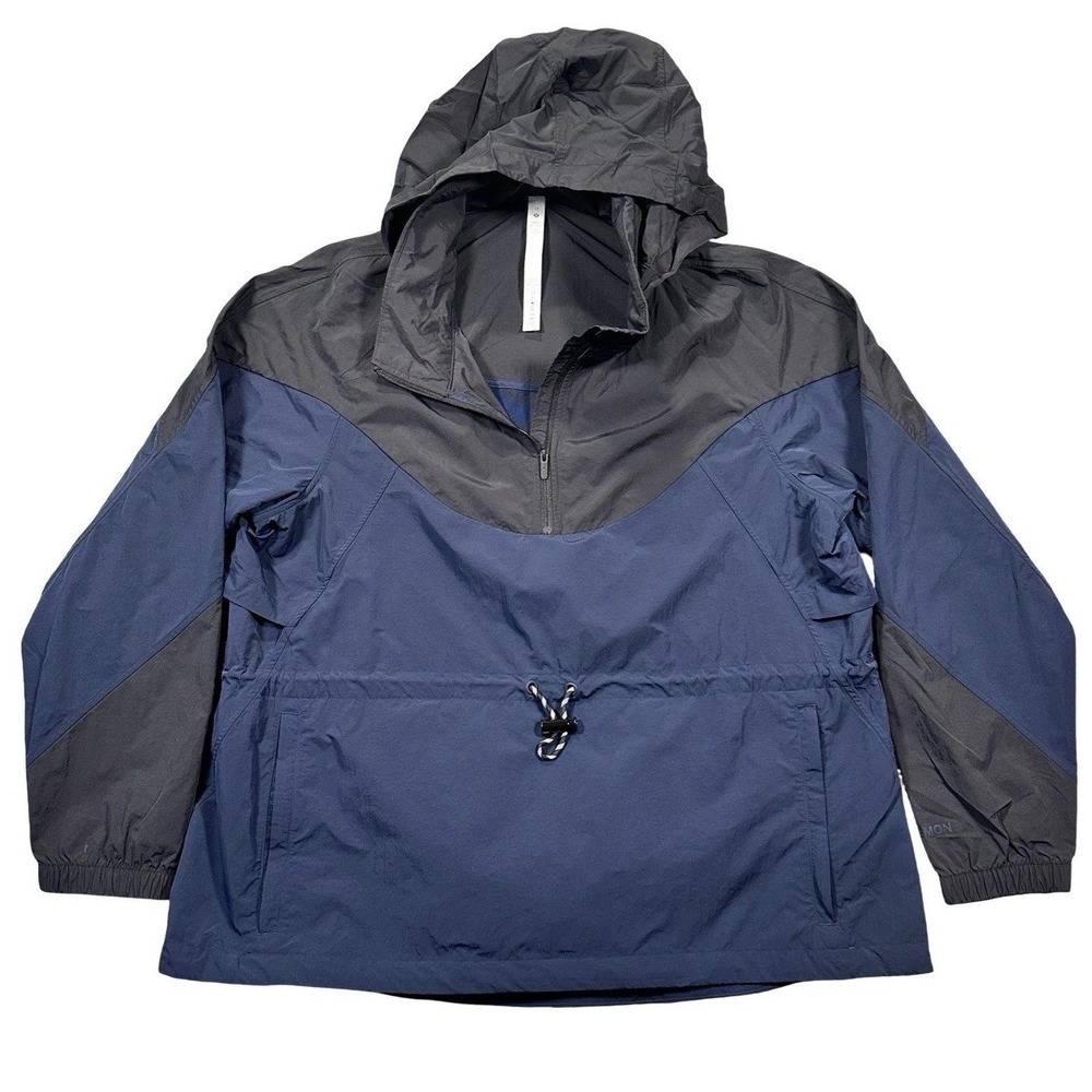Lululemon Evergreen Anorak Women's 12 True Navy Black Glyde Gym Packable Jacket